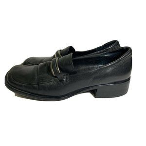 Etienne Aigner Navy Blue Leather Loafers Flats